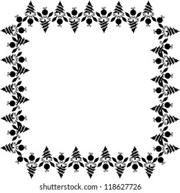 Isolated Christmas Black Frame on White Background, Vector Illustration