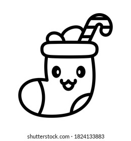 Isolated christmas boot kawaii. Christmas icon - Vector