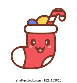 Isolated christmas boot kawaii. Christmas icon - Vector