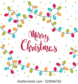 Isolated Christmas card design with hand lettering. Merry Christmas. Vector illustration