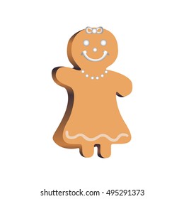 Isolated christmas cookie on a white background, Vector illustration