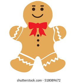 Isolated christmas cookie with a ribbon, Vector illustration