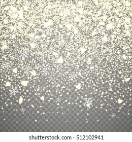 Isolated Christmas falling snow on transparent background. Vector illustration