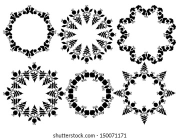 Isolated Christmas Frames on White Background, Vector illustration