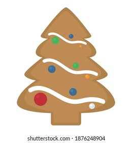 Isolated christmas gingerbread icon with a tree shape. Vector illustration