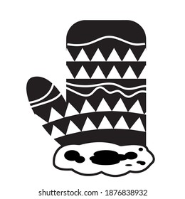 Isolated christmas glove icon. Silhouette wool glove. Vector illustration