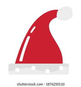 Isolated christmas hat icon. Red santa hat. Vector illustration