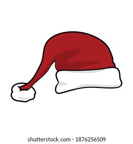 Icono de sombrero de Navidad aislado. Sombrero rojo santa. Ilustración del vector