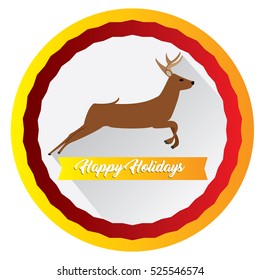 Isolated christmas label with a deer, Vector illustration