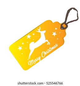 Isolated christmas label with a silhouette of a deer, Vector illustration