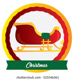 Isolated christmas label with a sledge, Vector illustration