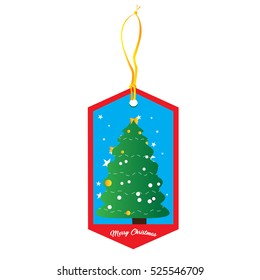 Isolated christmas label with a traditional tree, Vector illustration