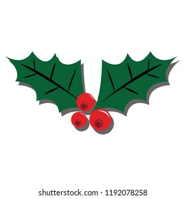 Isolated Christmas Mistletoe with shadow 
illustration in vector