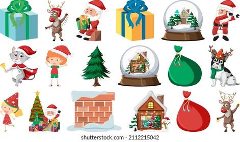 Isolated Christmas Objects And Elements Set illustration