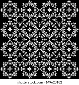 Isolated Christmas Pattern on Black Background, Vector illustration