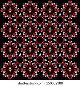 Isolated Christmas Pattern on Black Background, Vector illustration