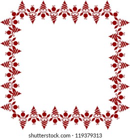Isolated Christmas Red Frame on White Background, Vector Illustration