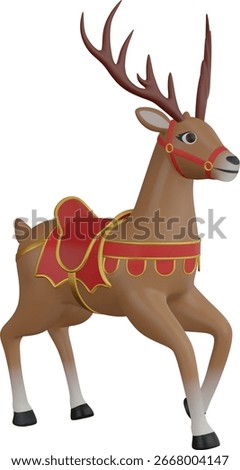 isolated christmas reindeer side view. carousel christmas reindeer