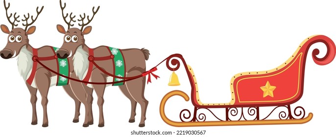 Isolated christmas reindeer sleigh character illustration