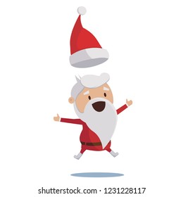 Isolated Christmas Santa Claus in a flat design. Santa with telephone. Vector illustration of a flat design