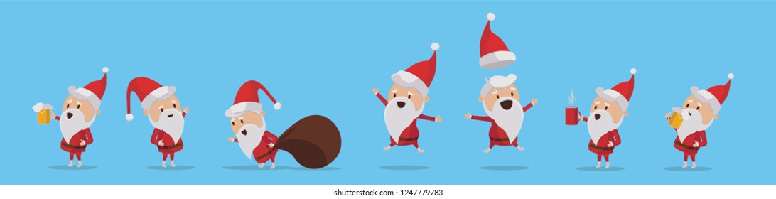 Isolated Christmas Santa Claus in a flat design. Vector illustration of a flat design