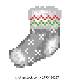 Isolated Christmas sock. Holiday illustration. Good element.