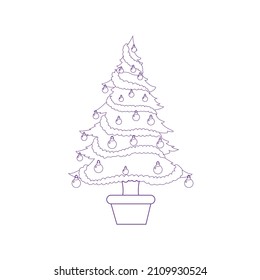 Einziger Weihnachtsbaum mit Kugeln Vektorgrafik