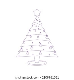Árbol de navidad aislado con bolas Ilustración vectorial