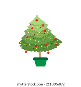 Isolated christmas tree with balls Vector illustration