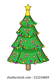 Isolated Christmas Tree Cartoon