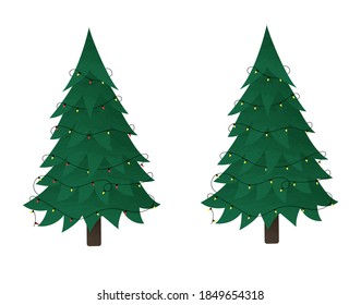 Isolated christmas tree with colorful led lights. Christmas preparation attribute.