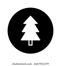 Isolated christmas tree icon in a black circle simple design holiday season festive mood evergreen elegance minimalist decoration illustration