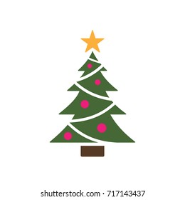 Isolated christmas tree icon with star