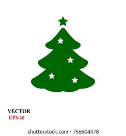Isolated Christmas Tree Icon Symbol On Clean Background.