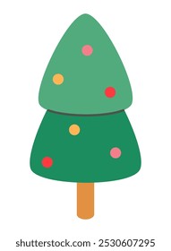Árbol de Navidad aislado en un fondo blanco, diseño colorido, Ilustración vectorial.