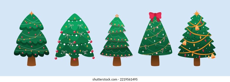 Isolated Christmas Tree Set, Vector, Illustration