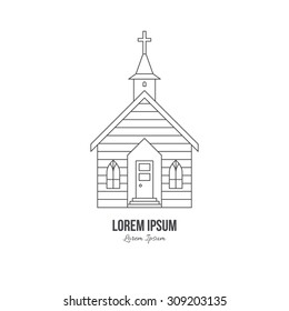 Isolated church building icon. Vector line style religious symbol can be used for logos, applications and web design. City constructor series. 
