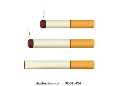 Isolated Cigarette on white in 3D style, vector design