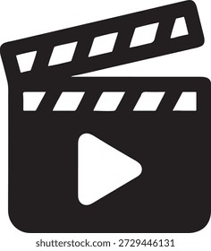 Vector aislado del icono del clapperboard del cine, Vector del icono del clapperboard del cine, símbolo mínimo del juego del clapperboard de la película, Vector Video de la producción de la película, ilustración media del cine aislada, icono del entretenimiento