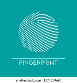 Isolated circle Fingerprint or Thumbprint circle icon on green background. Security identification concept scan in line style. Vector illustration print finger and thumb 