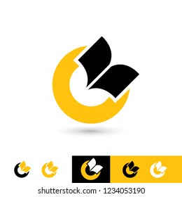 Isolated circle logo with book symbol - vector illustration