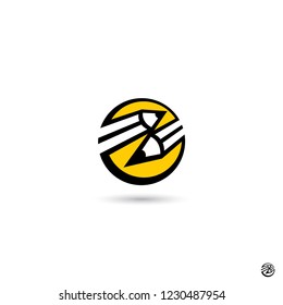 Isolated circle logo with two pencils - vector illustration