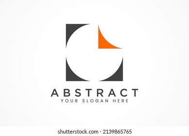 isolated circle in square abstract logo template