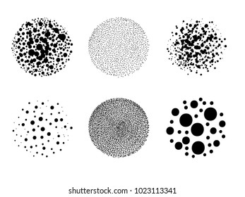 Isolated Circles Stipple Dot Art Brush Set For Texture Background Vector Design