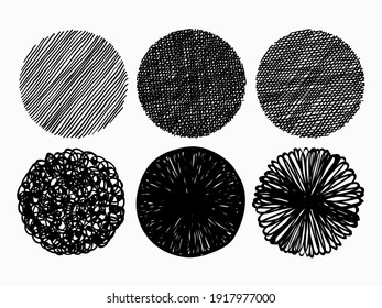 Isolated Circles Stipple Lines Art Brush Set For Texture Background Vector Design