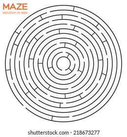 Isolated circular maze with solution in eps