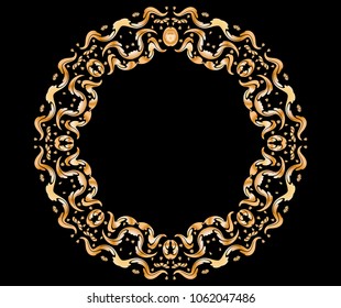  isolated, circular ornament on a black background
