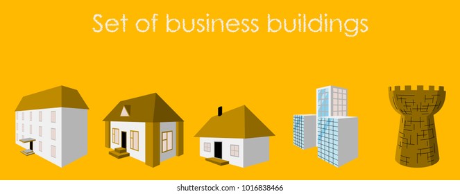 Isolated city buildings icon set different heights residential and public buildings business centers vector illustration