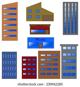 Isolated city elements illustration