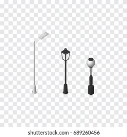 Isolated City Lights Isometric. Street Lanterns Vector Element Can Be Used For City, Lights, Lanterns Design Concept.